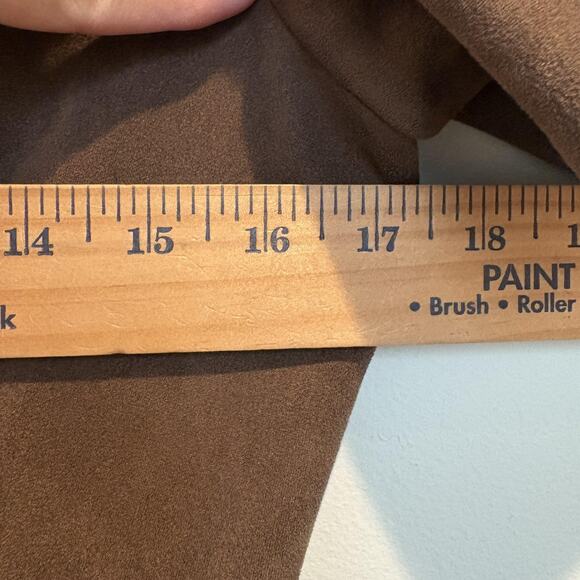 DKNY Dress Womens 6 Brown Faux Suede Puff Sleeve‎ V Neck Fitted Mini Cocktail - Picture 7 of 12